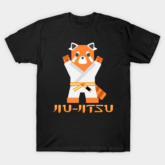 Jiu Jitsu Panda -Orange White Belt- T-Shirt by TheConcernedPanda